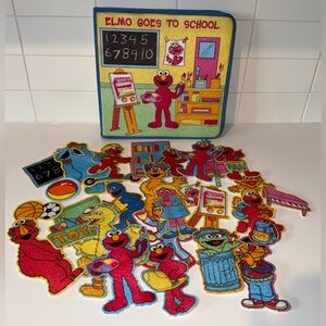 Vintage Y2K 2001 SoftPlay Sesame Street Elmo Goes To School Felt Playset Book